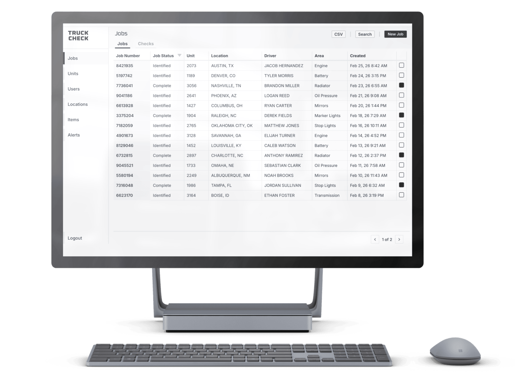 TruckCheck admin center screenshot